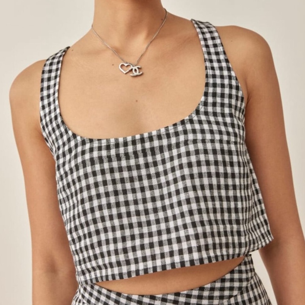 Reformation line. Black and White Checkered gingham Women's Top